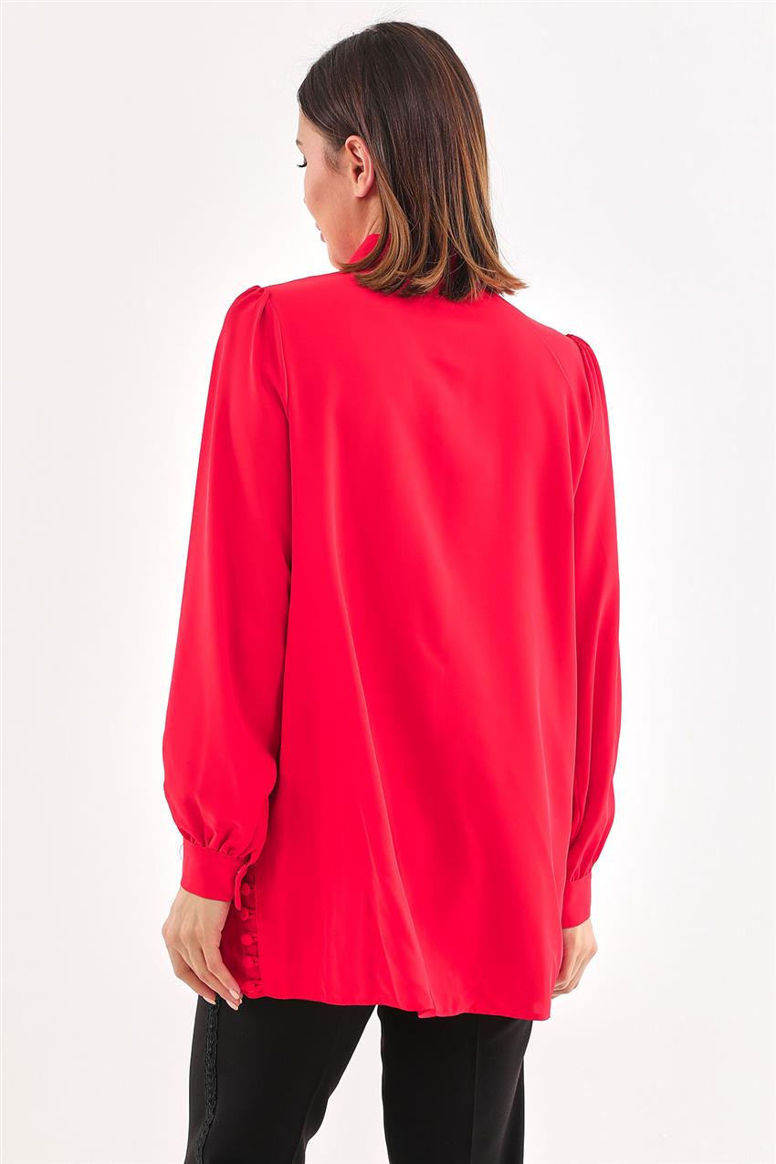 Bluz Yanları Kaplama Düğmeli-Kırmızı 220008-R156