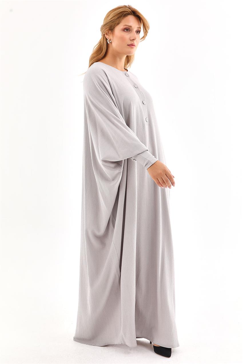 Elbise Önü Patlı Kolu Geniş Lastikli-Gri 330050-R098