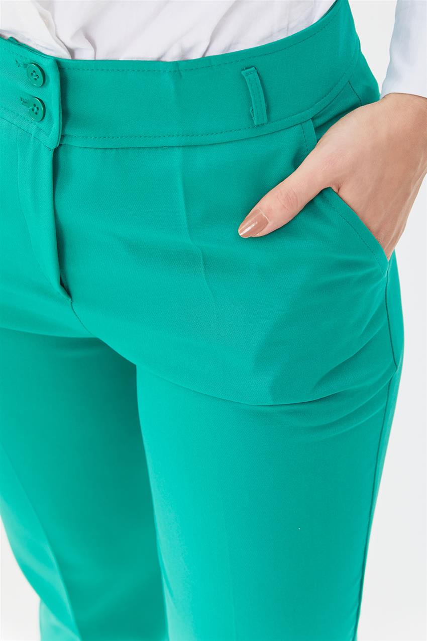 Çift Düğme Kapamalı Yeşil Pantolon