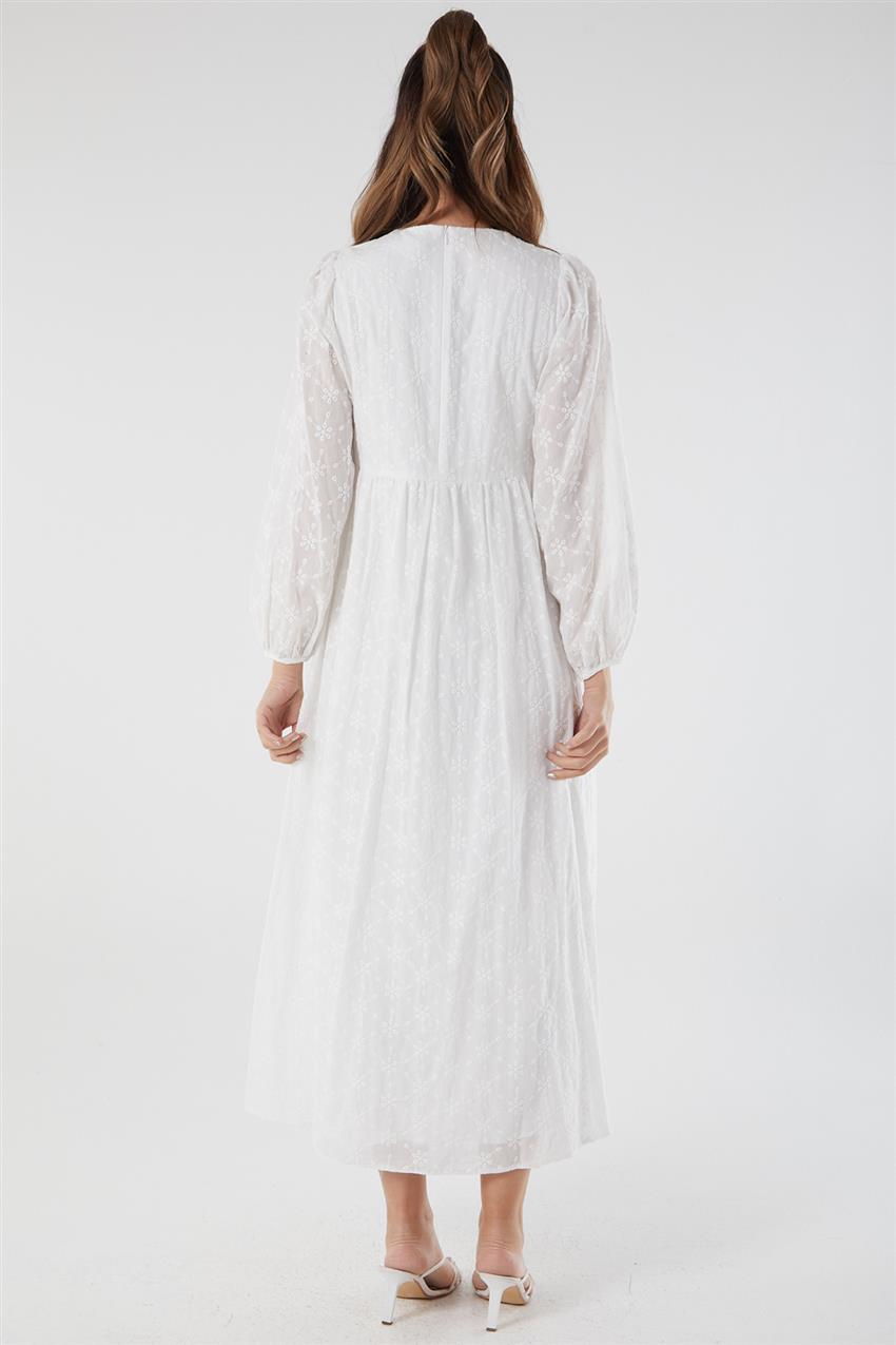 KY-B23-83017-02 فستان-بصرية الأبيض
