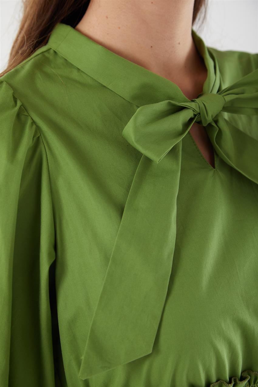 Eteği Dökümlü Uzun Yeşil Elbise 