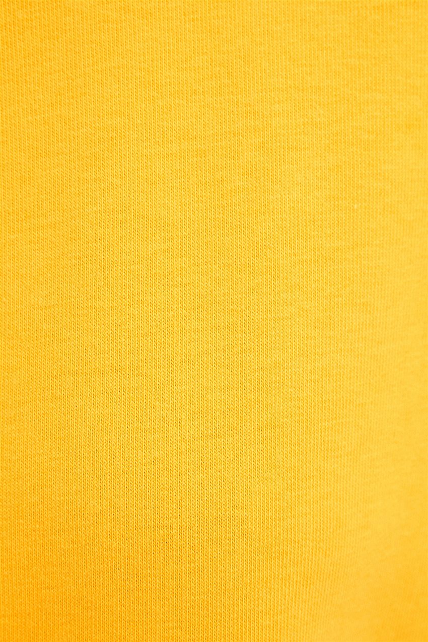 Dik Yaka Fermuar Detaylı Sarı Sweatshirt