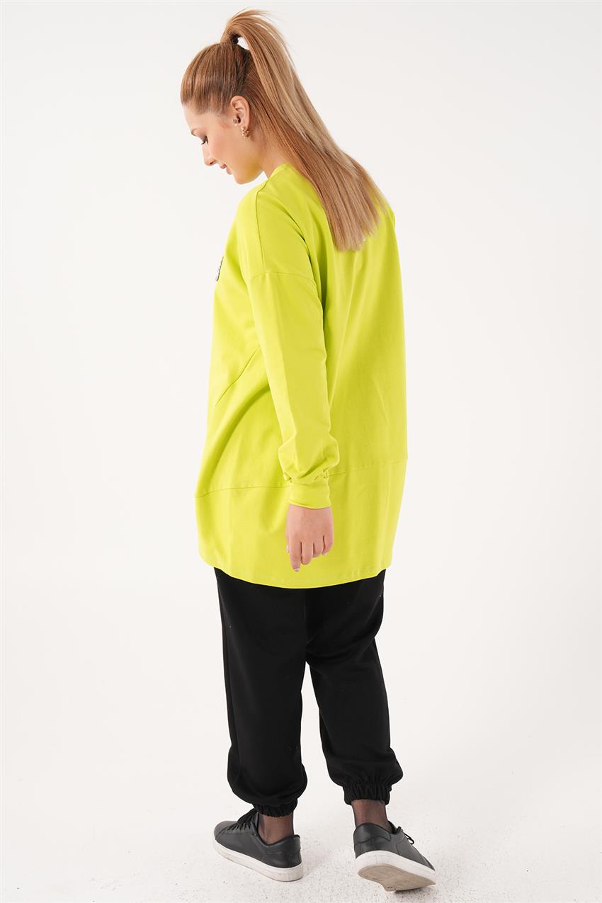 Armalı Ribanalı Fıstık Yeşili Sweatshirt