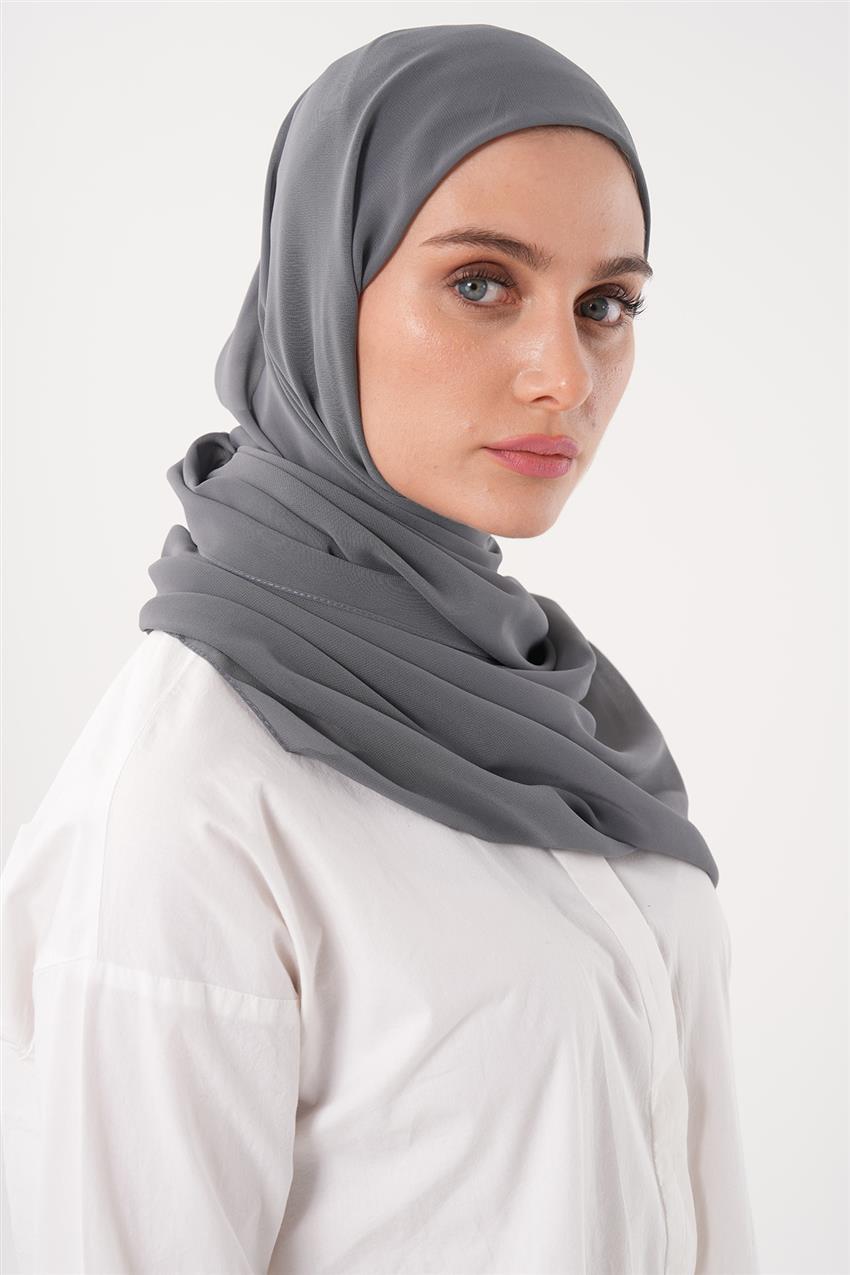 Büyük Hijab Boneli Şifon Şal-Gri 810003-04