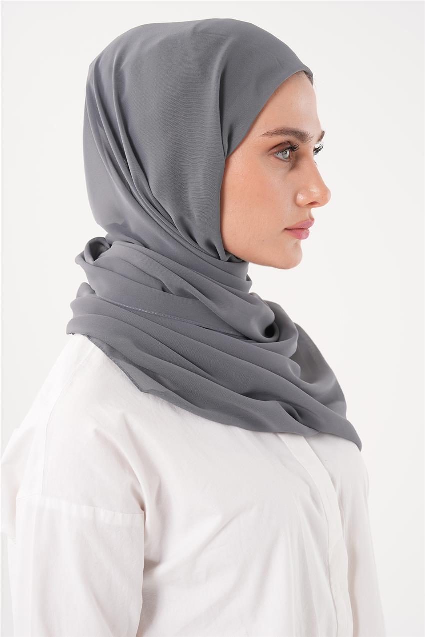 Büyük Hijab Boneli Şifon Şal-Gri 810003-04