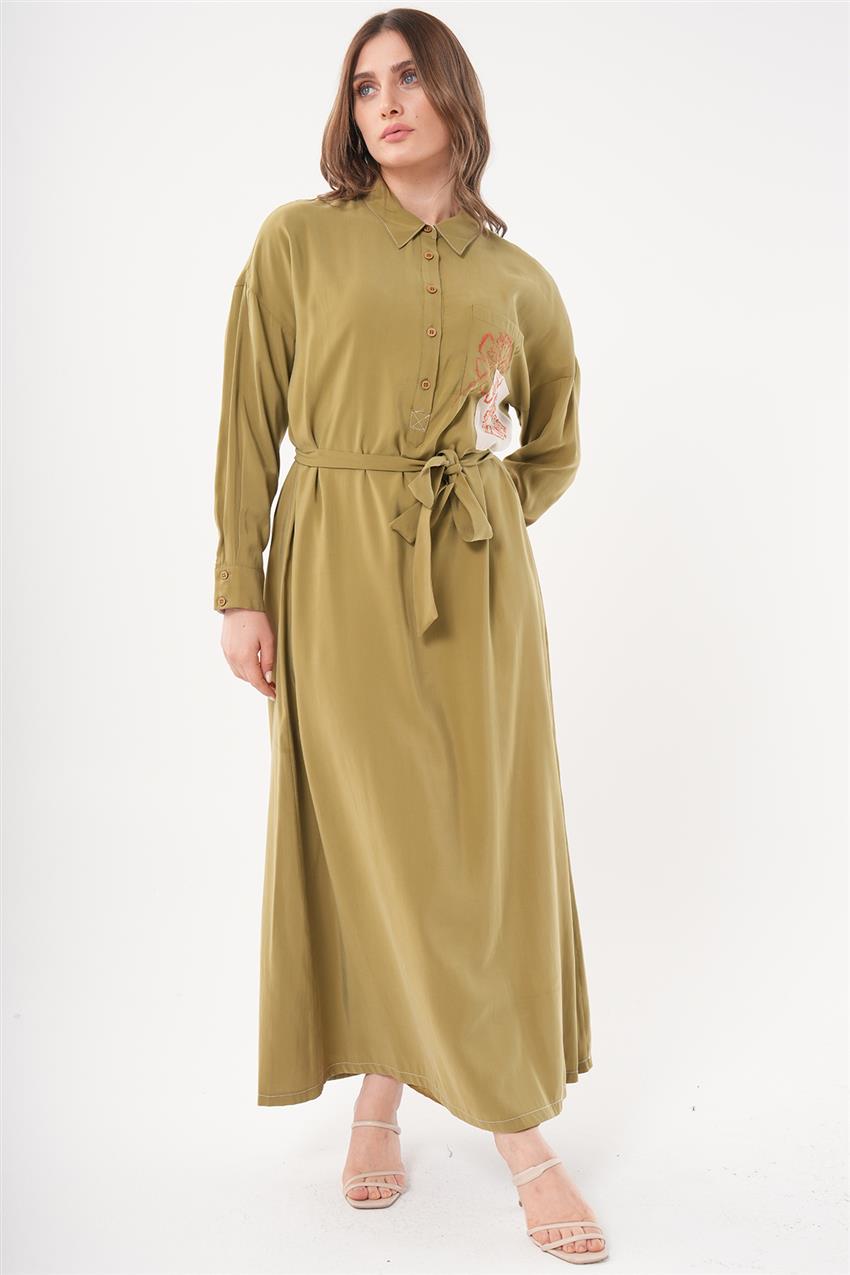 Dress-Olive Green KA-B23-23095-21