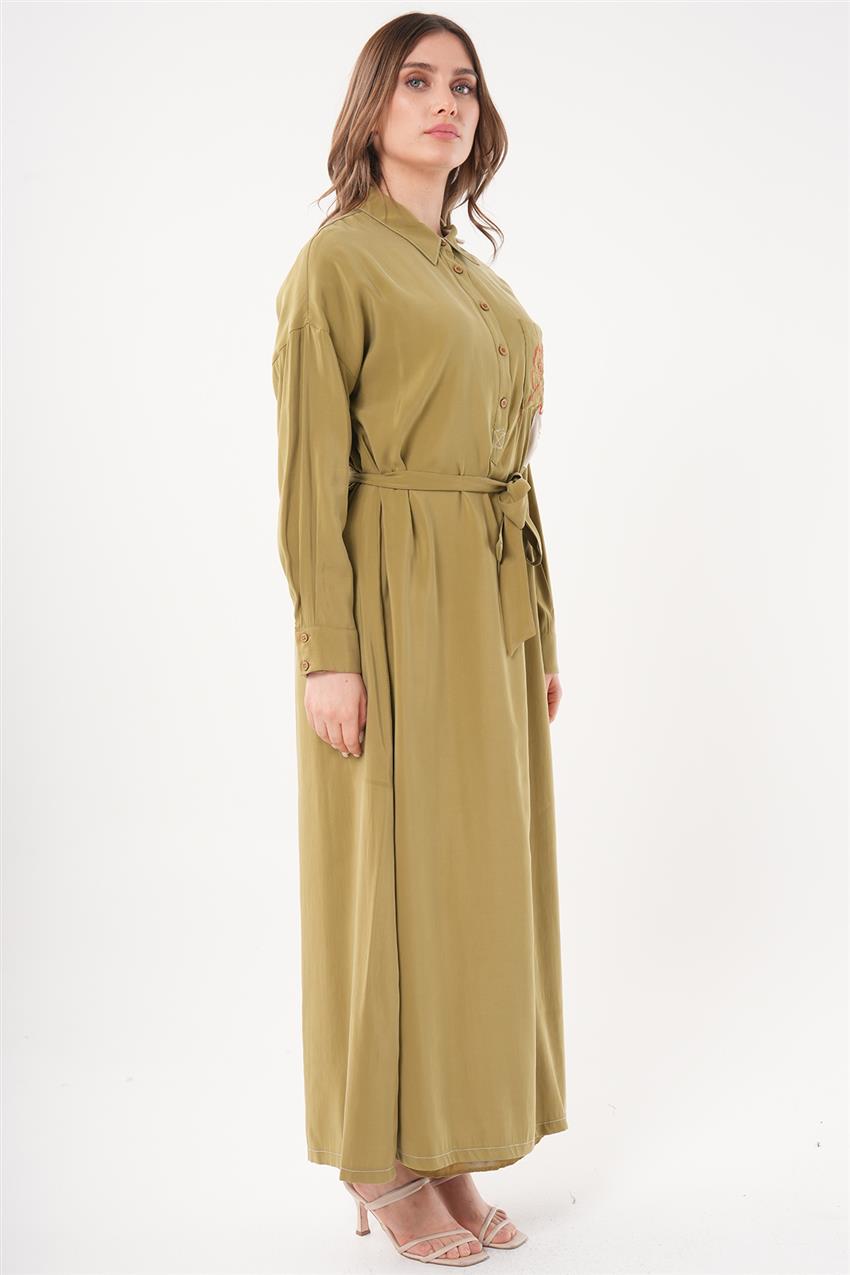 Dress-Olive Green KA-B23-23095-21