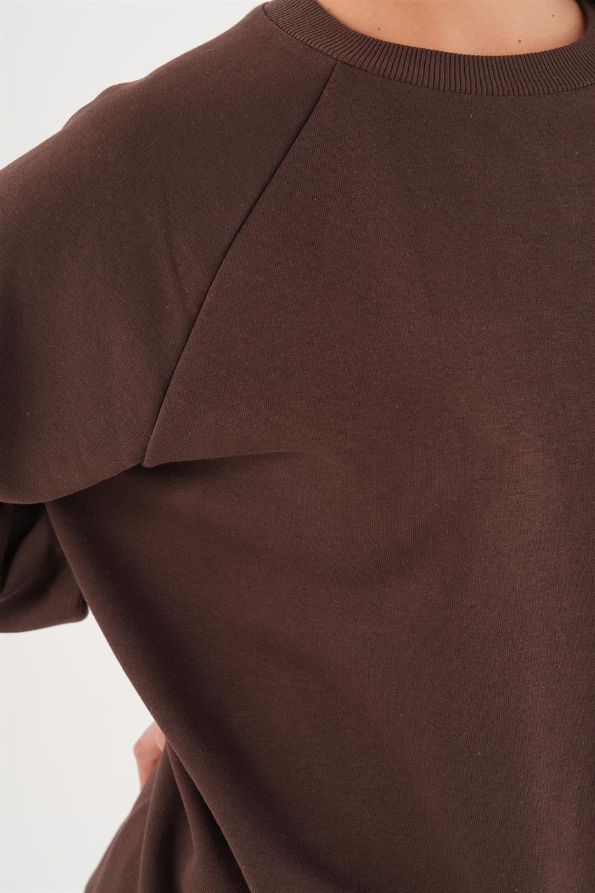 Reglan Kol Basic Kahverengi Sweatshirt