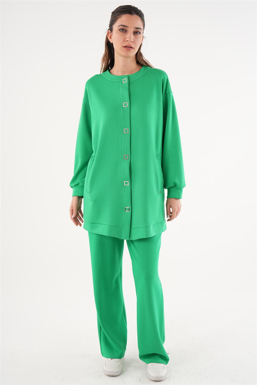 Çıtçıtlı Tunik-Pantolon Benetton Yeşili İkili Takım