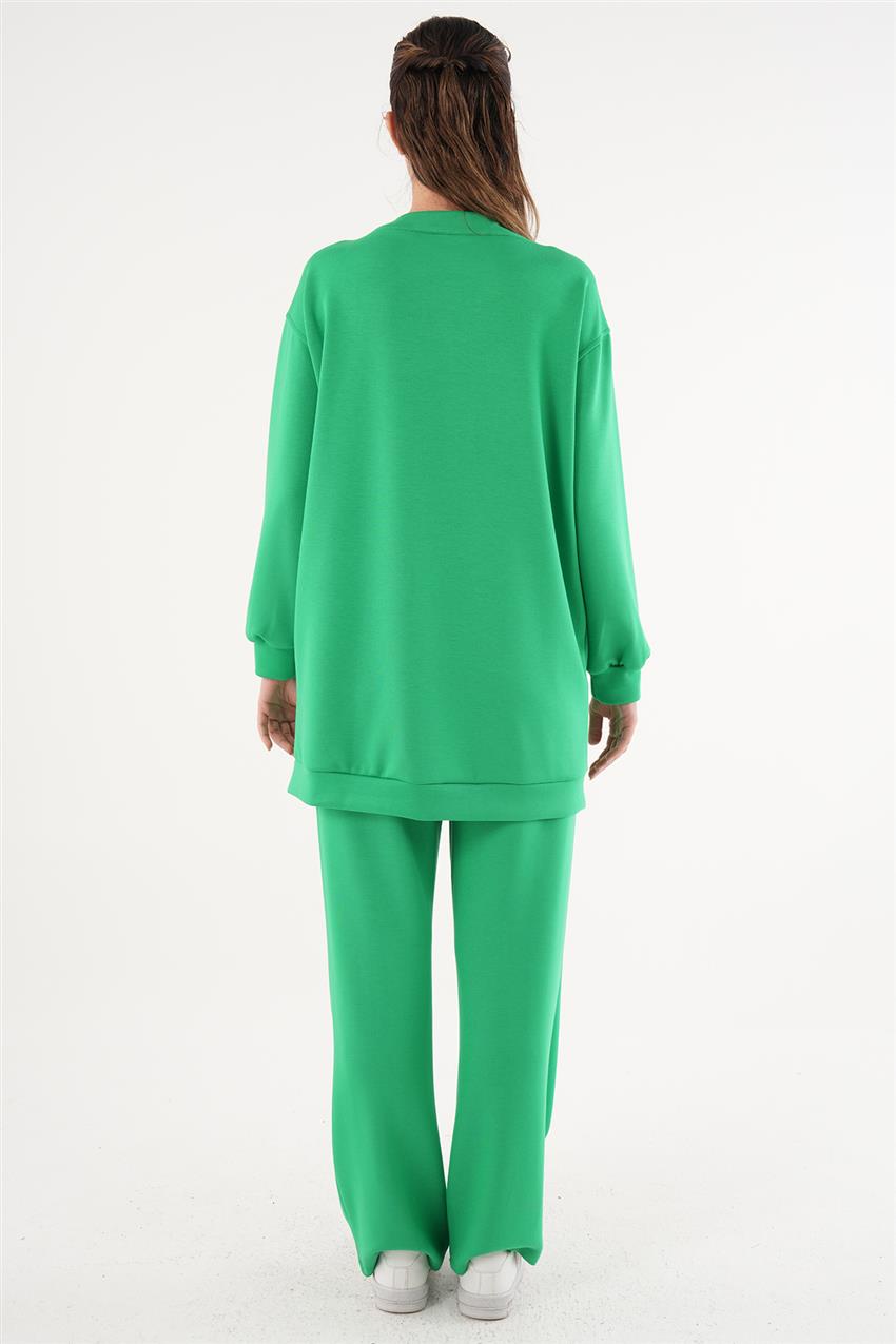 Çıtçıtlı Tunik-Pantolon Benetton Yeşili İkili Takım