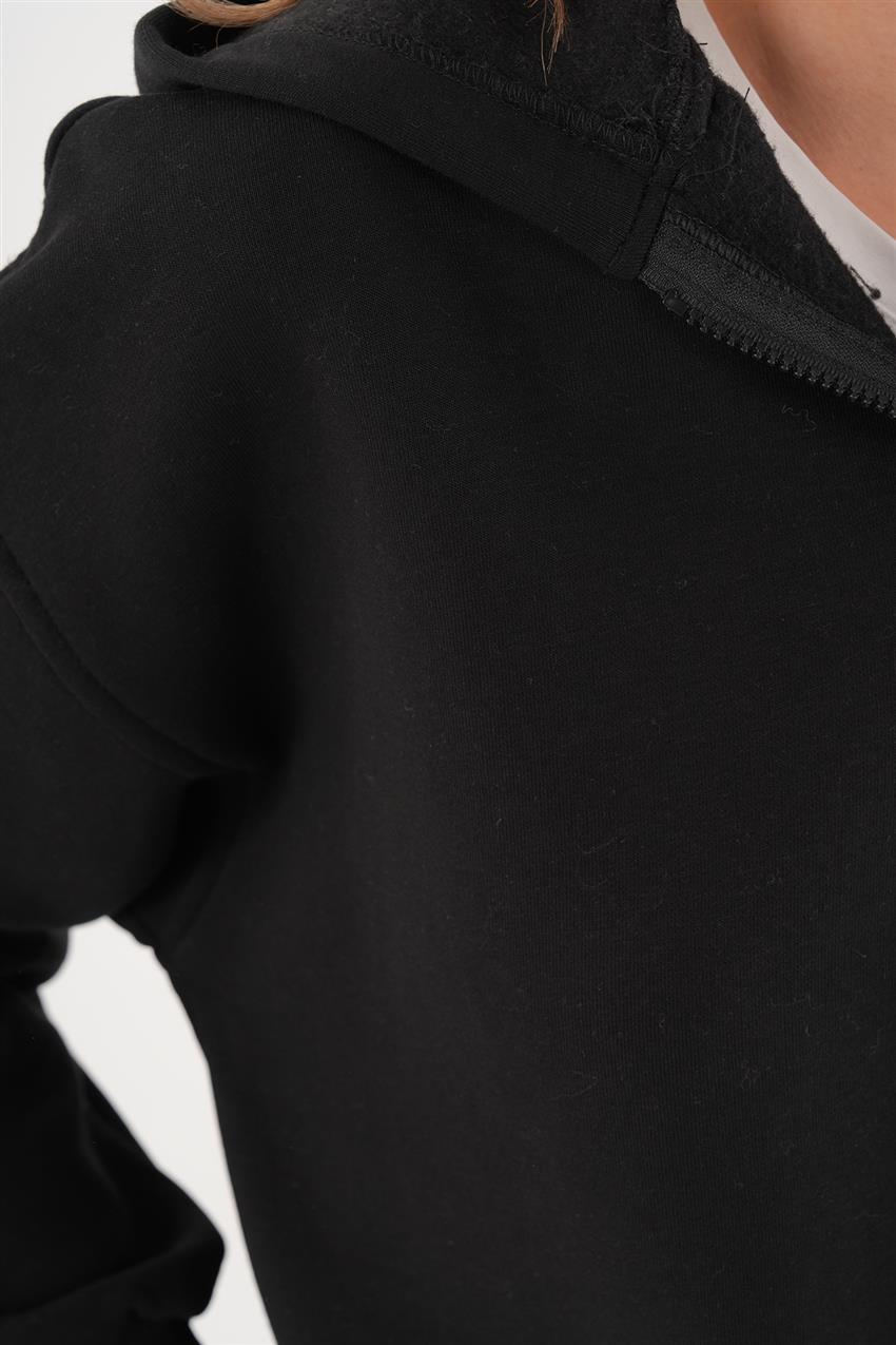 Kapüşonlu Siyah Sweatshirt 