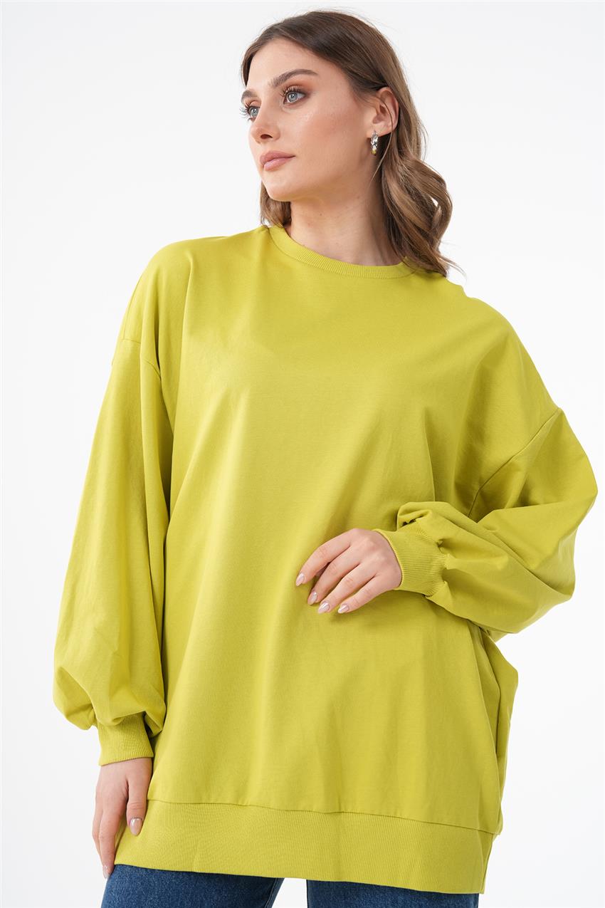 Oversize Basic Fıstık Yeşili Sweatshirt