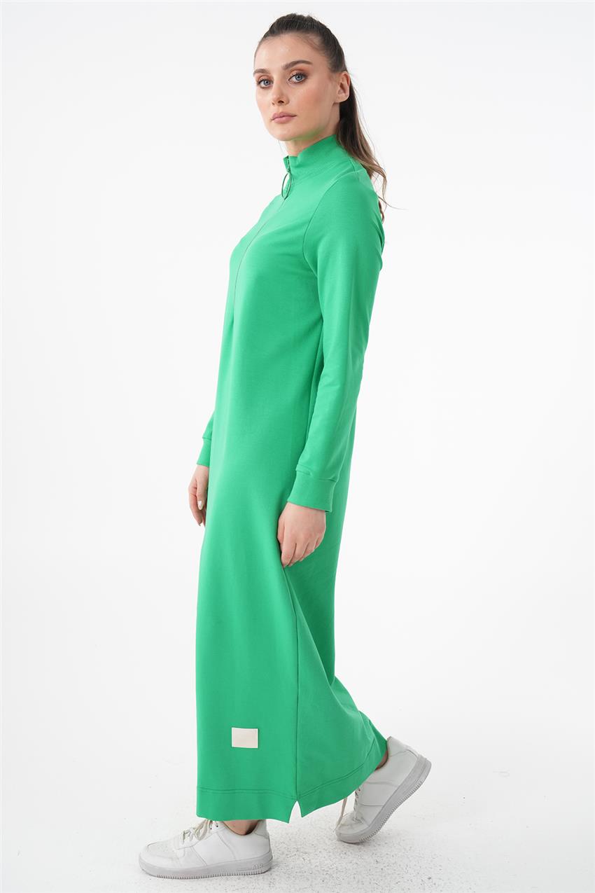 Ribanalı Fermuarlı Benetton Yeşili Elbise