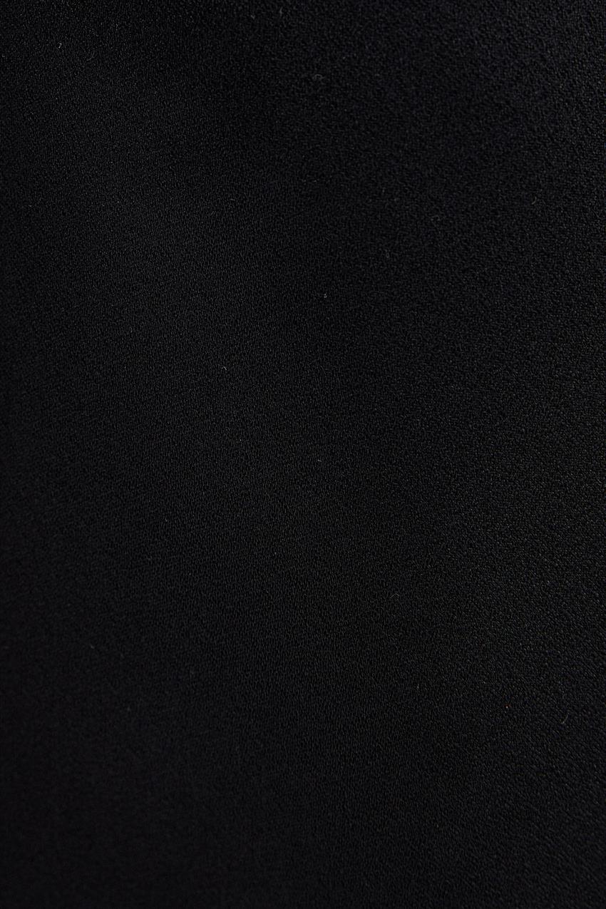 Nervürlü Saten Pantolon-Siyah 23F1N013-101