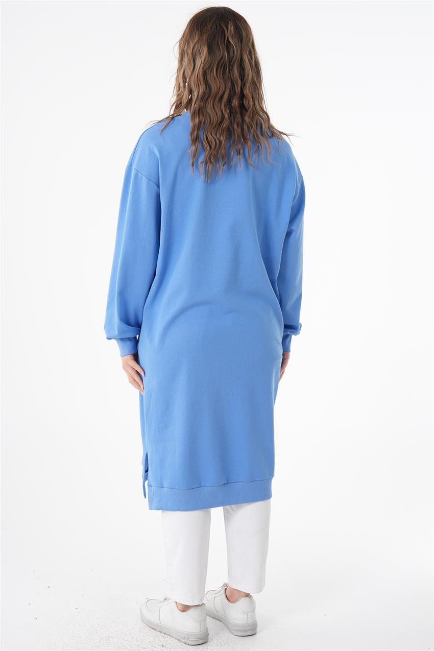 Basic Uzun Mavi Sweatshirt