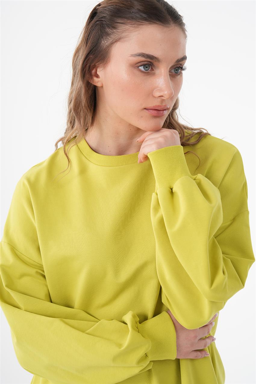 Uzun Oversize Fıstık Yeşili Sweatshirt