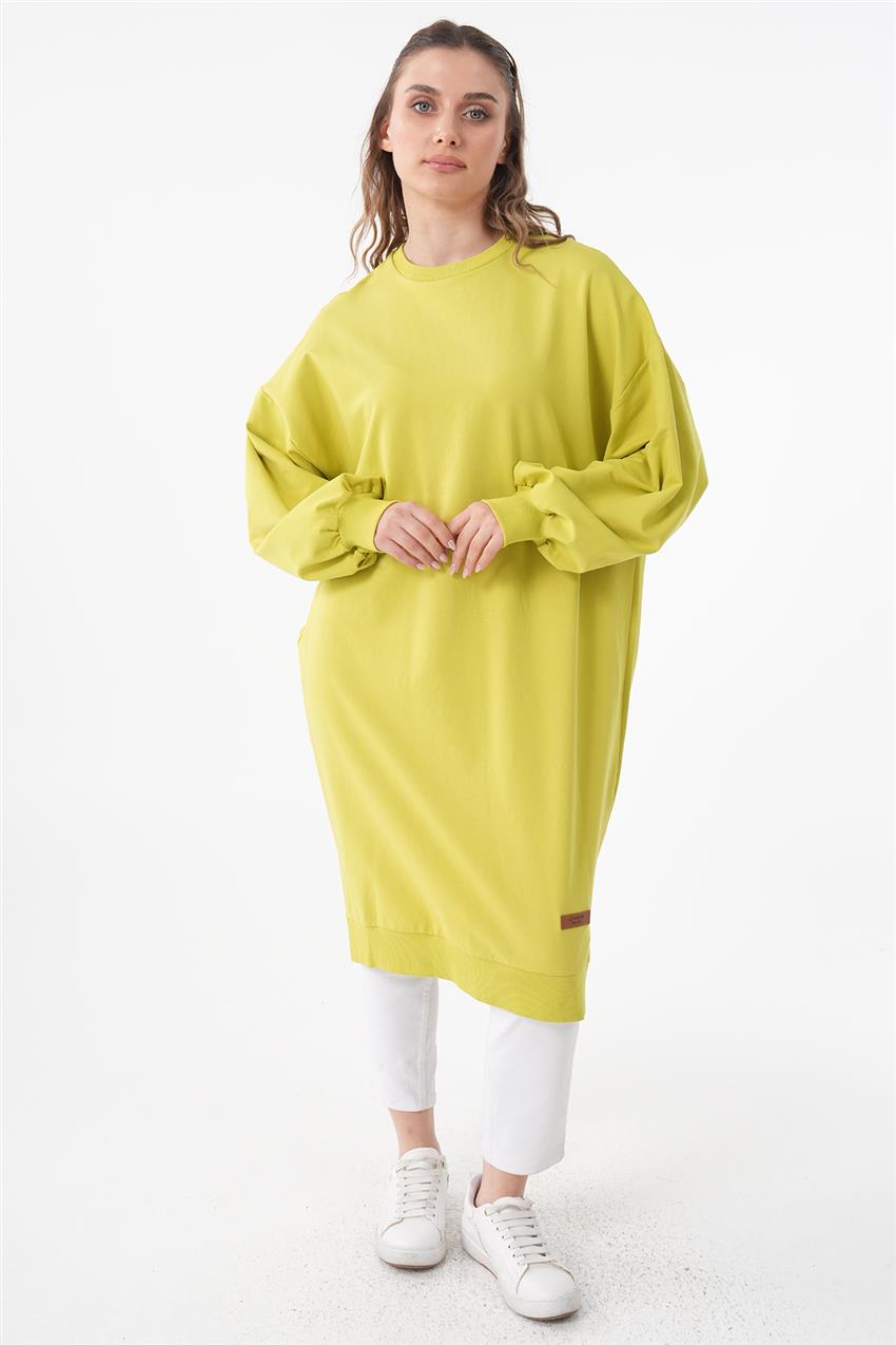 Uzun Oversize Fıstık Yeşili Sweatshirt