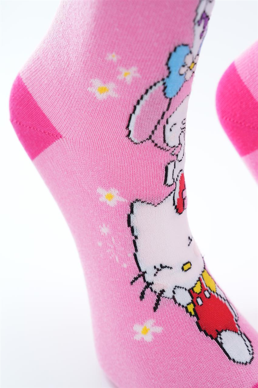 Hello Kitty Figürlü Uzun Çorap-Pembe 4322-42