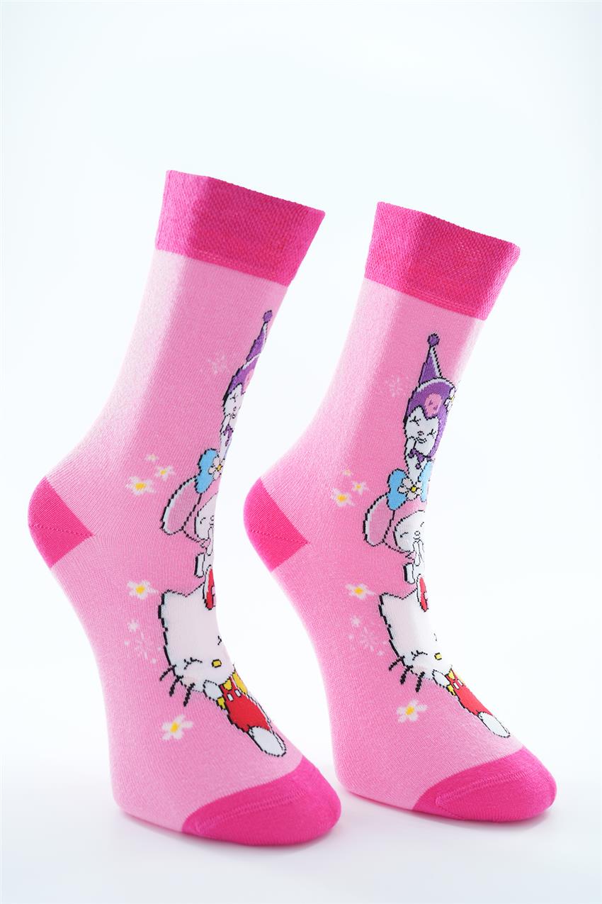 Hello Kitty Figürlü Uzun Çorap-Pembe 4322-42