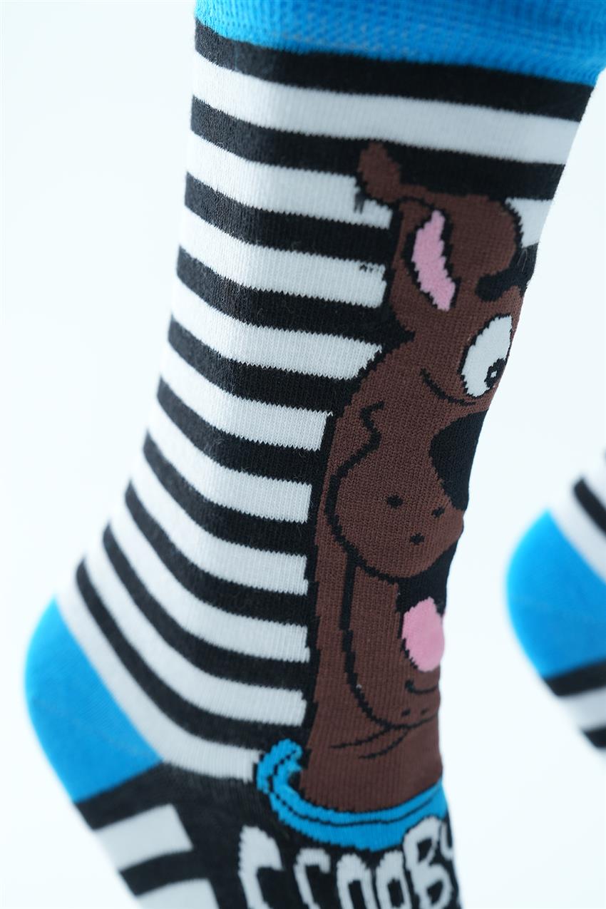Çizgi Desenli Scooby Doo Uzun Çorap-Karma 4218-284