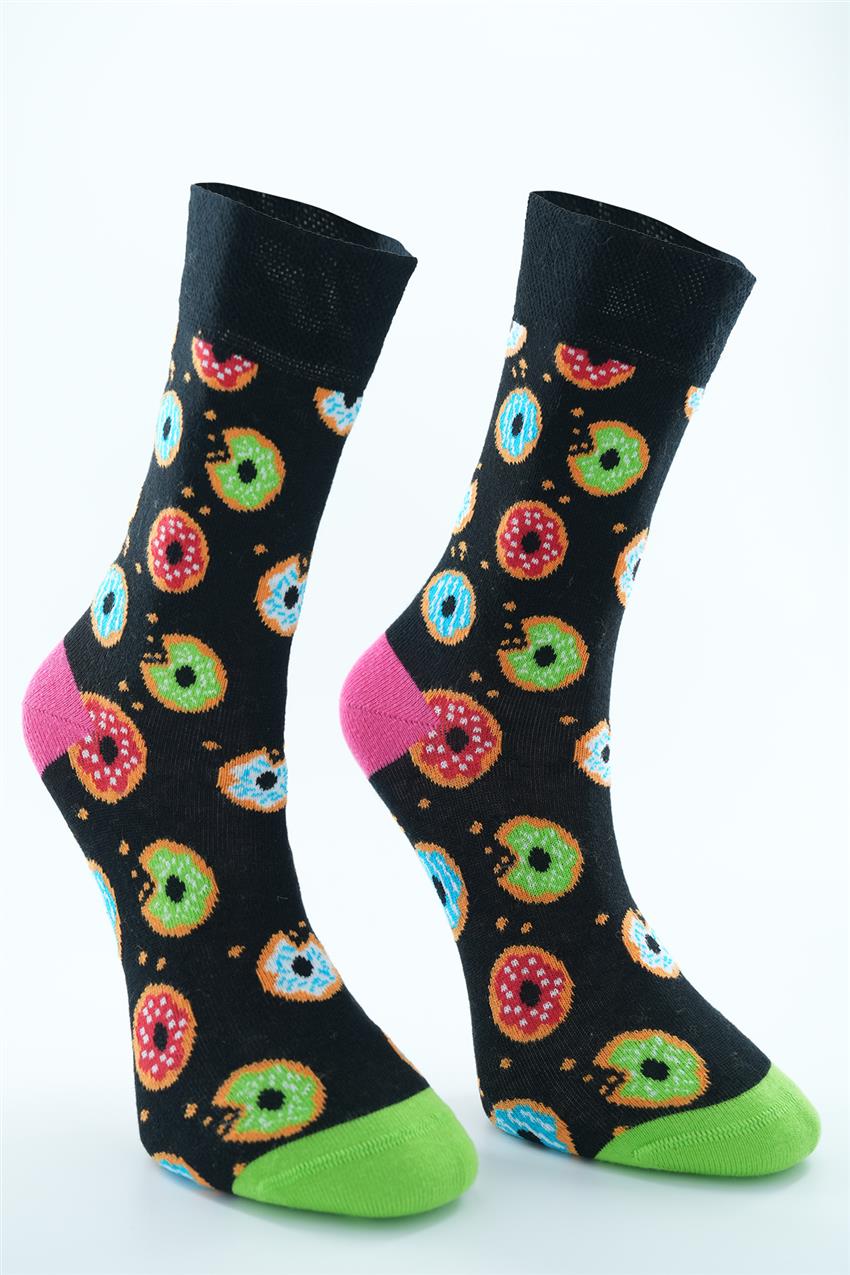 Donuts Desenli Soket Çorap-Karma 3406-284