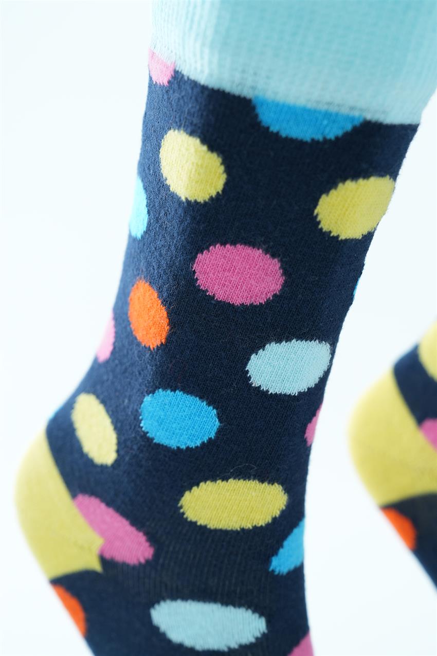 Puantiye Desenli Soket Çorap-Karma 0019-284