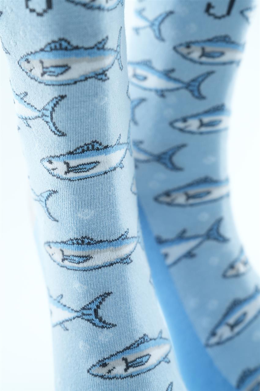 Balık Temalı Soket Çorap-Bebe Mavi 5556-220