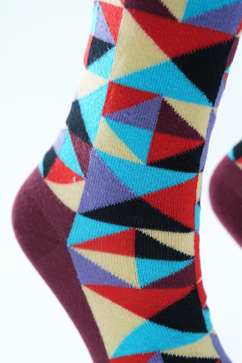 Karışık Desenli Soket Çorap-Karma 5511-284