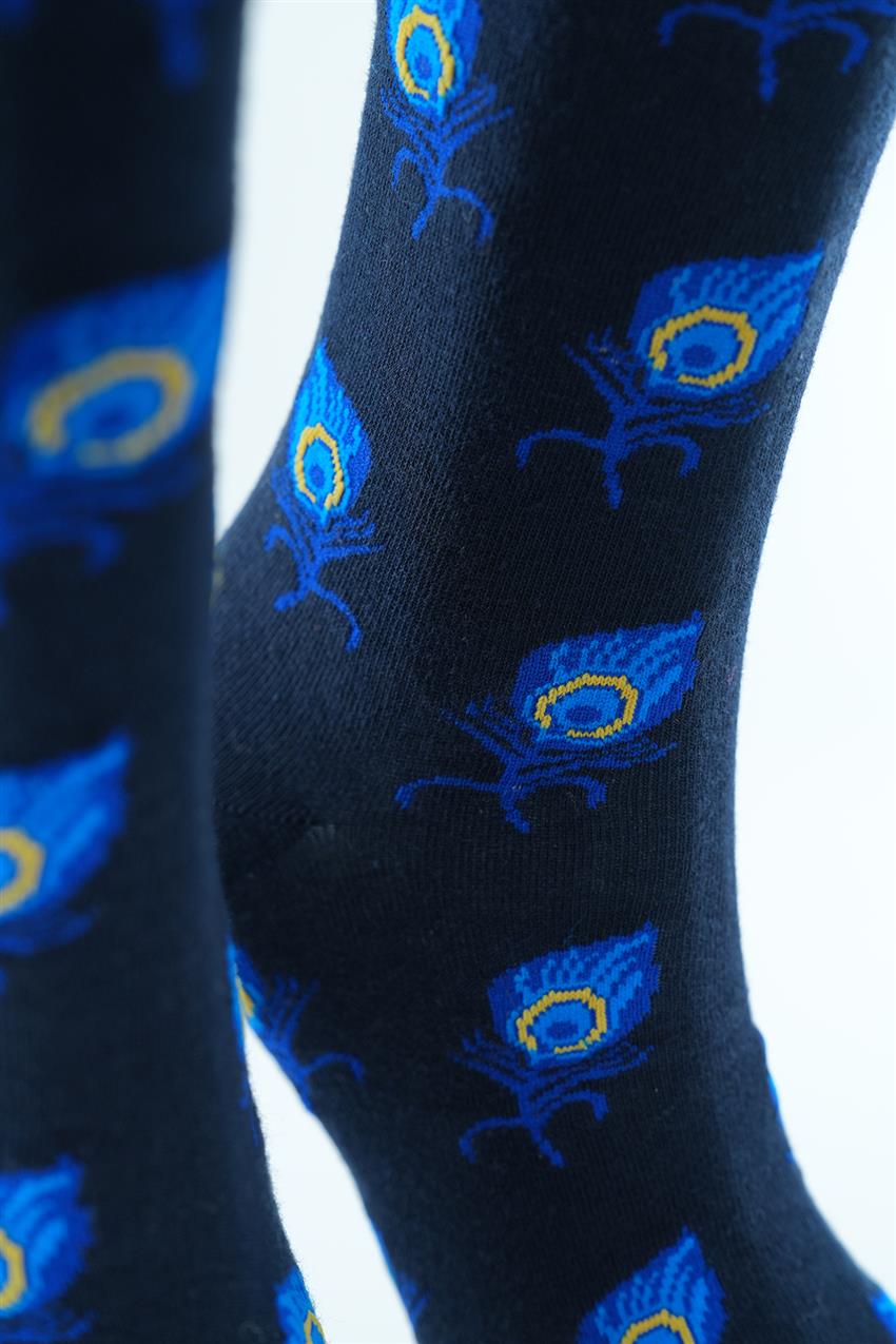 Peacock Desenli Soket Çorap-Lacivert 1120-17