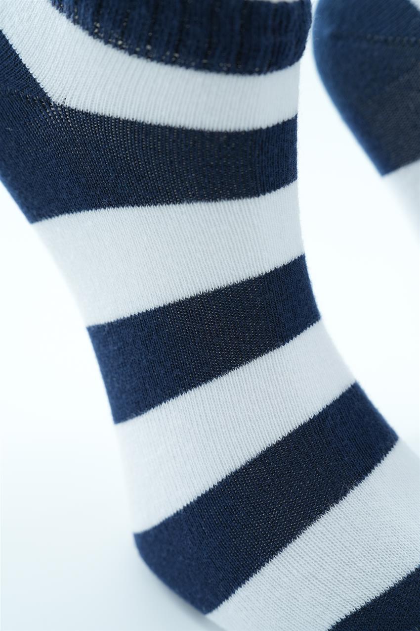 Çizgili Çorap-Lacivert Beyaz 3333-301