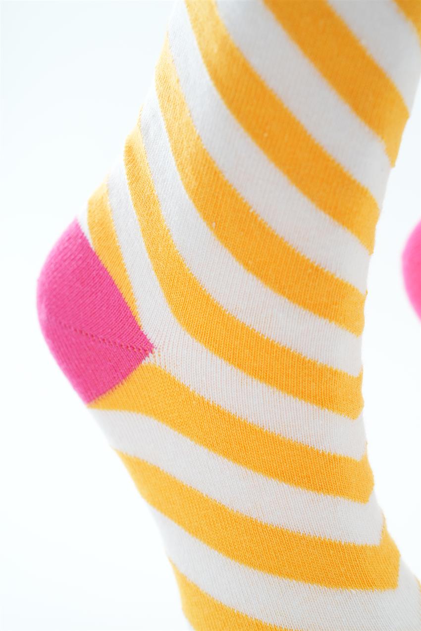 Renkli Çizgili Uzun Çorap-Karma 3535-284