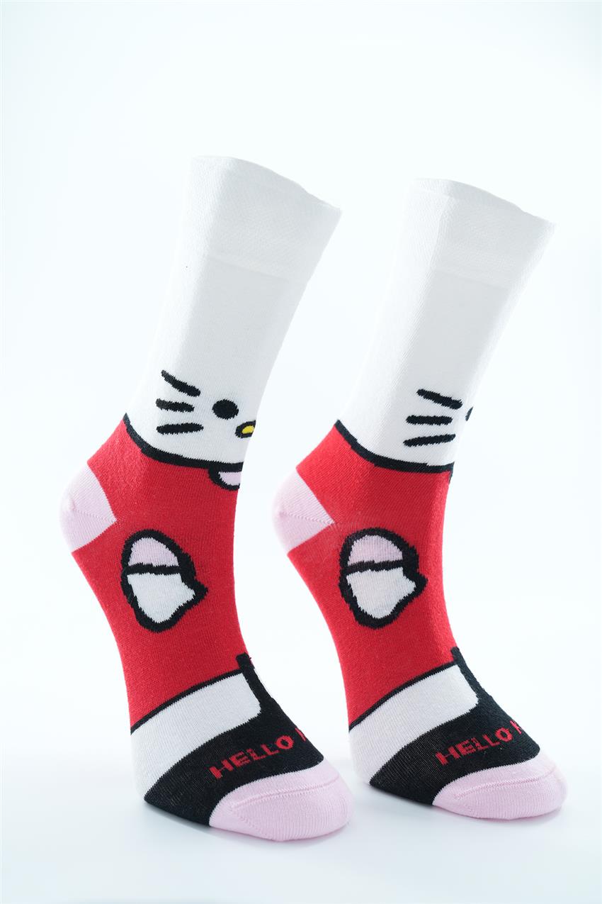 Hello Kitty Temalı Uzun Çorap-Karma 2120-284