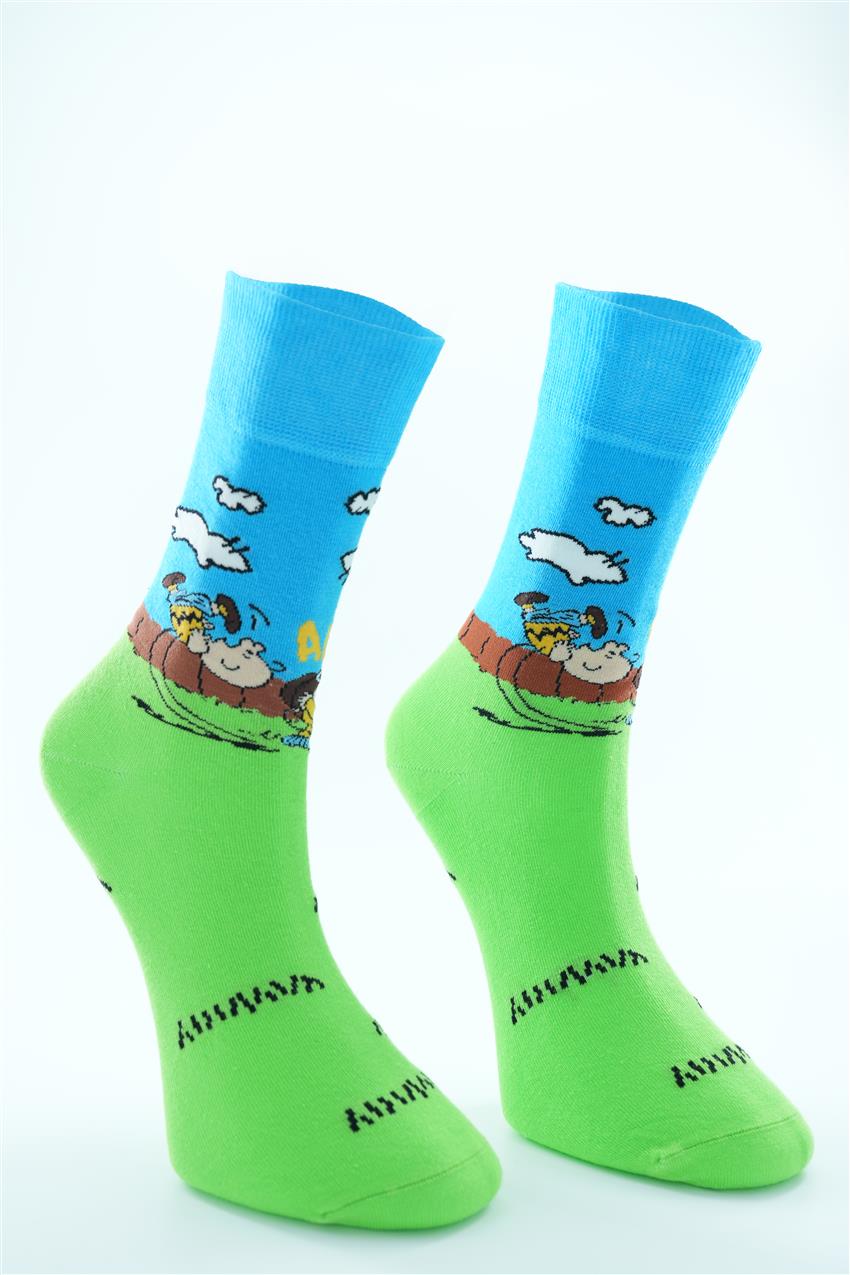 Küçük Lulu Temalı Uzun Çorap-Yeşil 2082-21