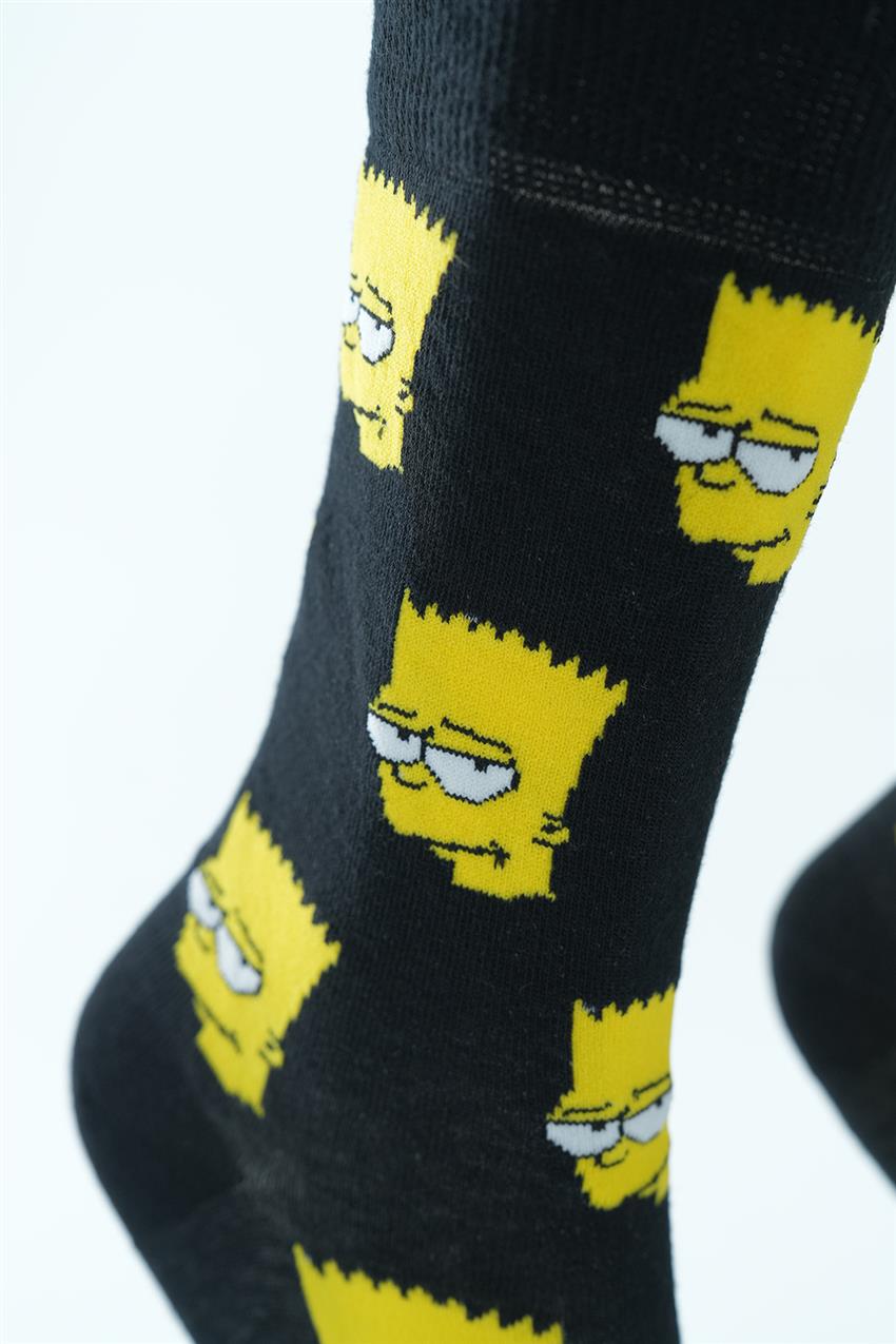 Simpsons Desenli Soket Çorap-Siyah 4542-01