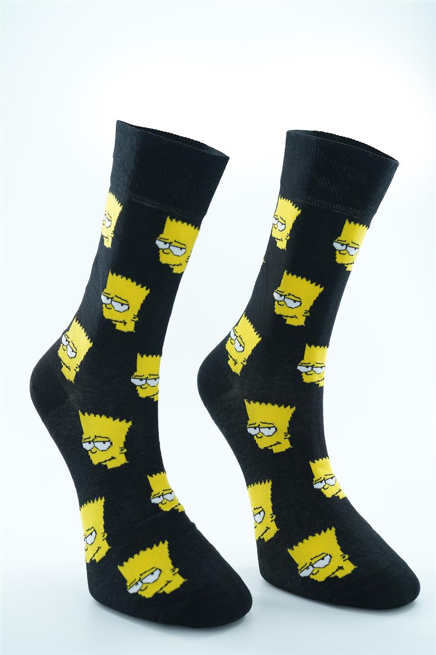 Simpsons Desenli Soket Çorap-Siyah 4542-01