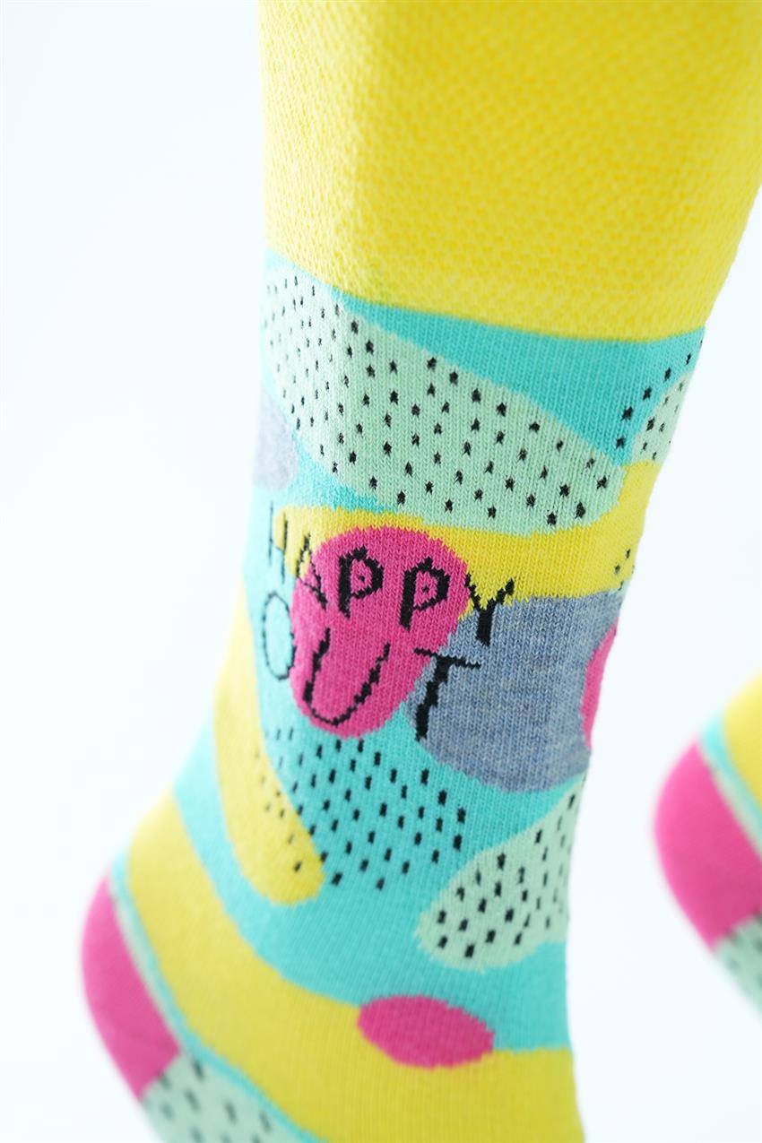 Happy Out Yazılı Soket Çorap-Karma 9801-284