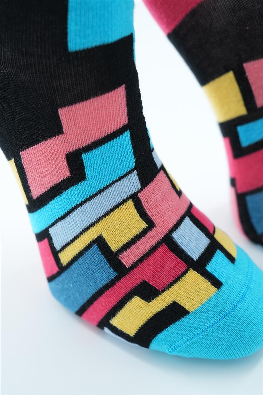 Tetris Desenli Soket Çorap-Karma 3428-284