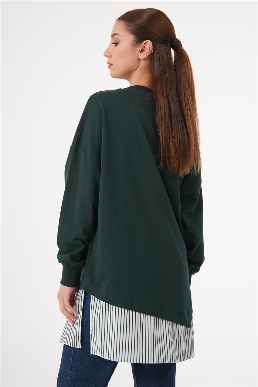 Loreen Gömlek Detaylı Tunik-Yeşil 10392-21 | E-Tesettür