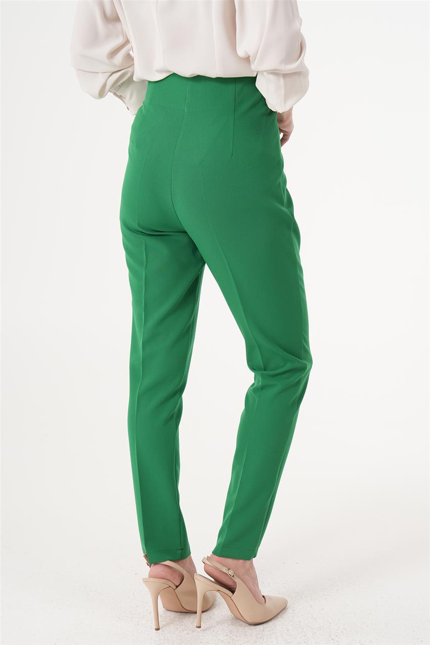 Yüksek Bel Dar Paça Yeşil Pantolon