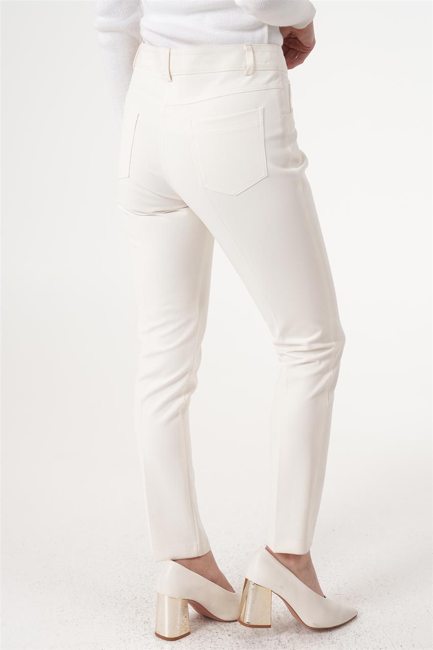 Beş Cep Likra Pantolon-Optik Beyaz 383-175