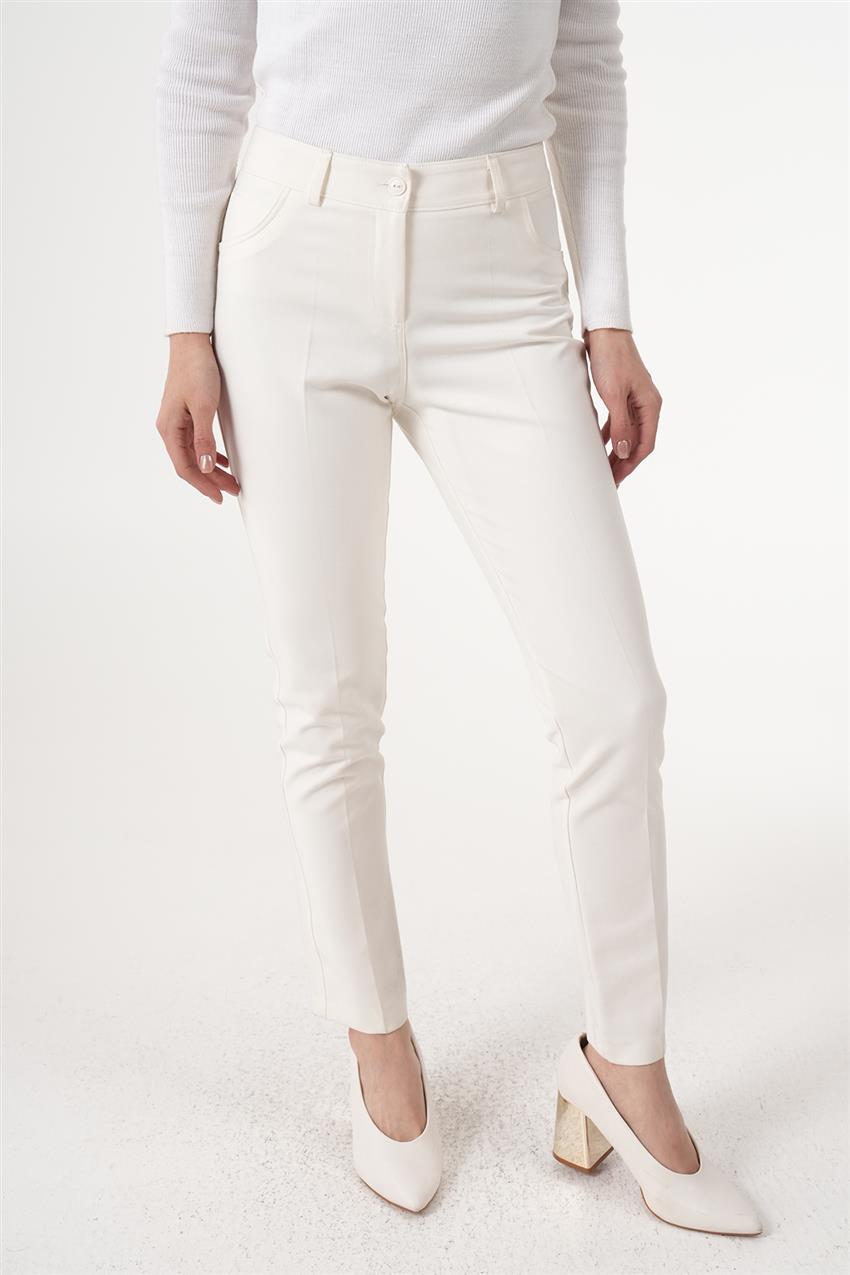 Beş Cep Likra Pantolon-Optik Beyaz 383-175