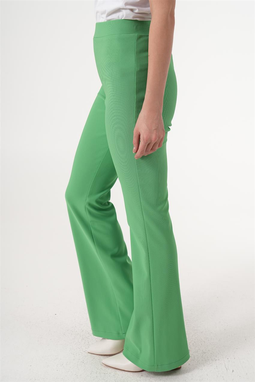Yüksek Bel İspanyol Paça Fıstık Yeşili Pantolon