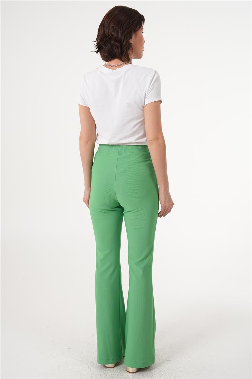 Yüksek Bel İspanyol Paça Fıstık Yeşili Pantolon