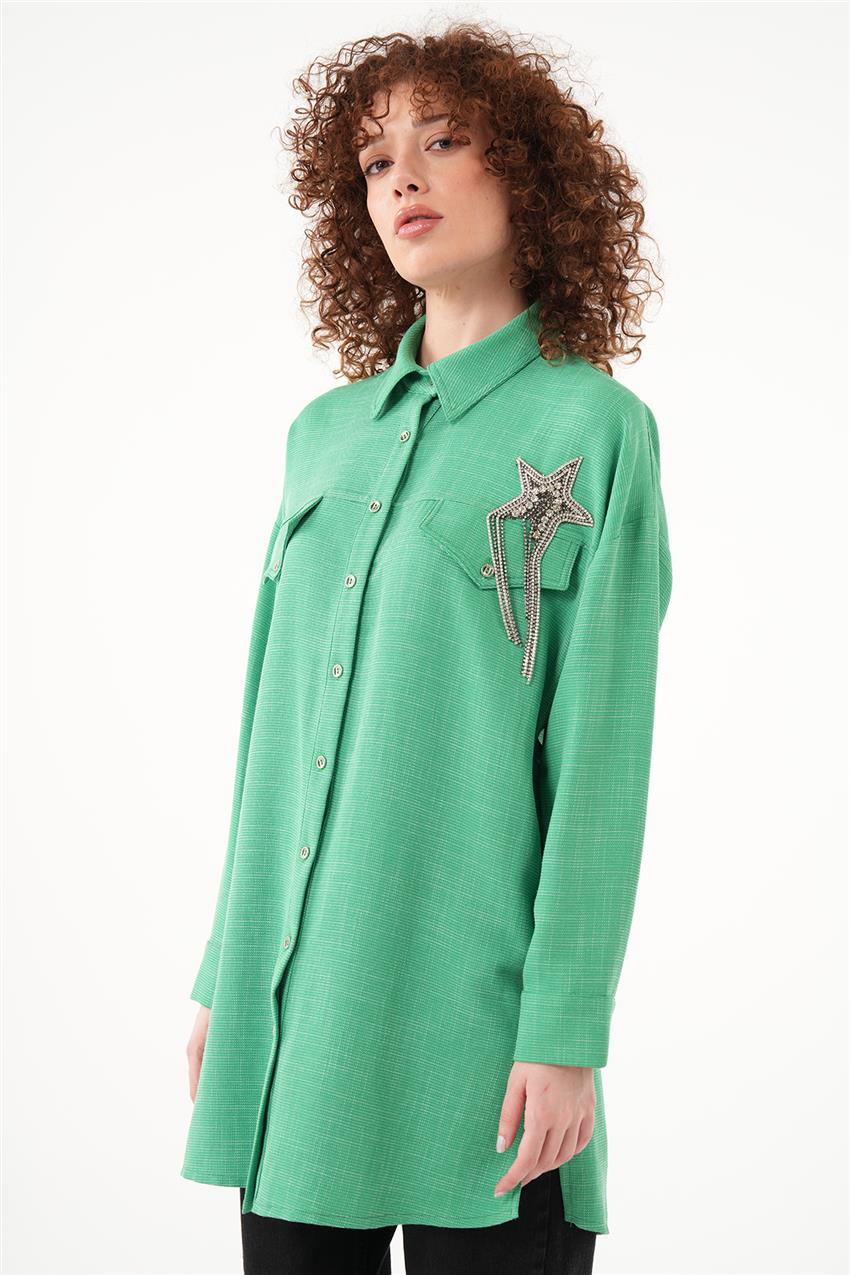 Taşlı Benetton Yeşili Tunik/Gömlek
