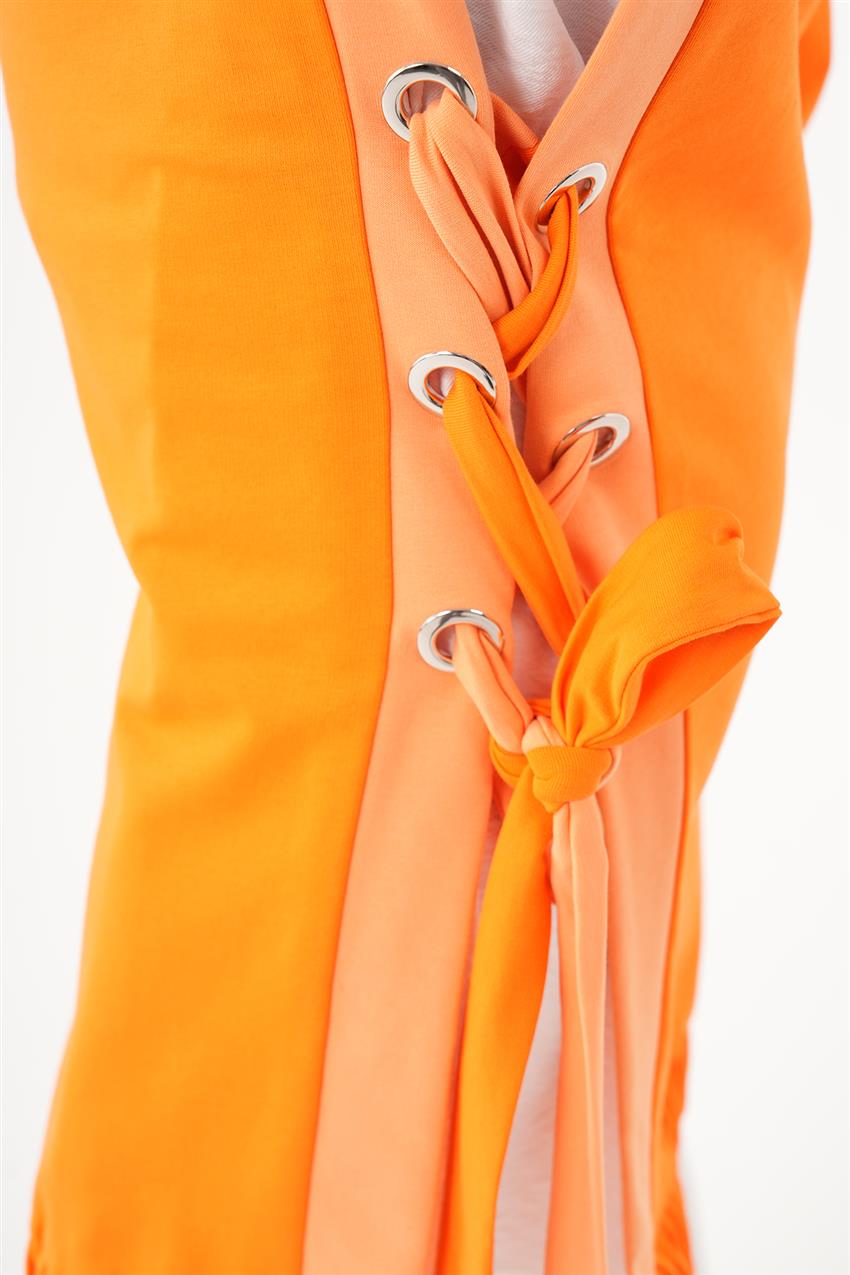 İki İplik Bel Şeritli Oranj Sweatshirt