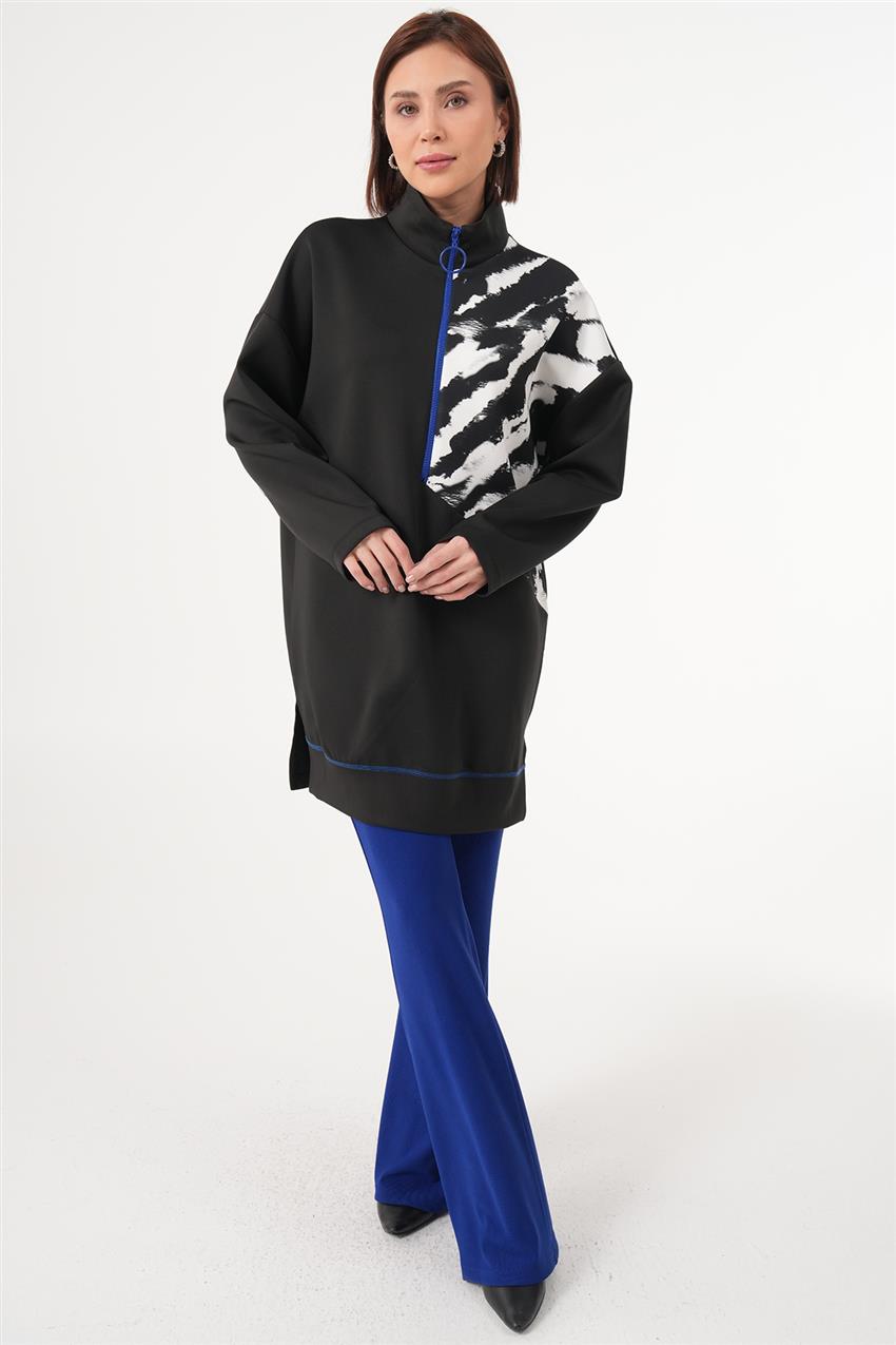Zebra Desenli Sweatshirt-Siyah 10390-01