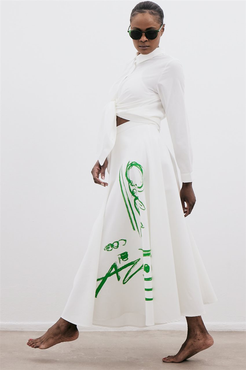 Skirt-White Green K-29010-363