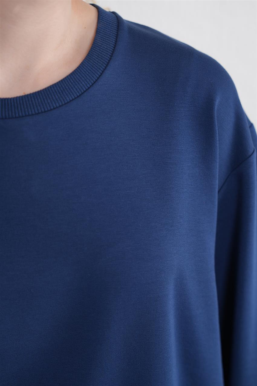 İki İplik Basic İndigo Sweatshirt