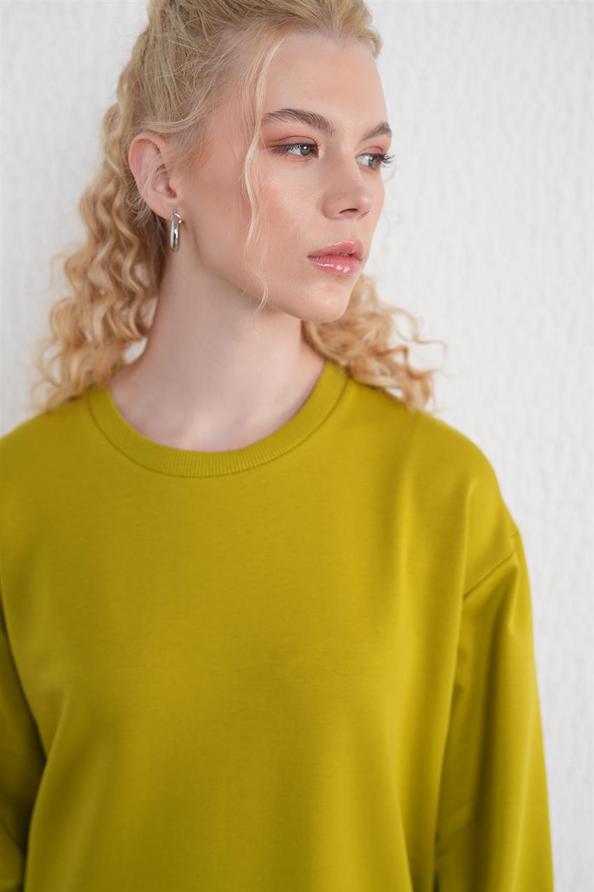 İki İplik Basic Olive Sweatshirt