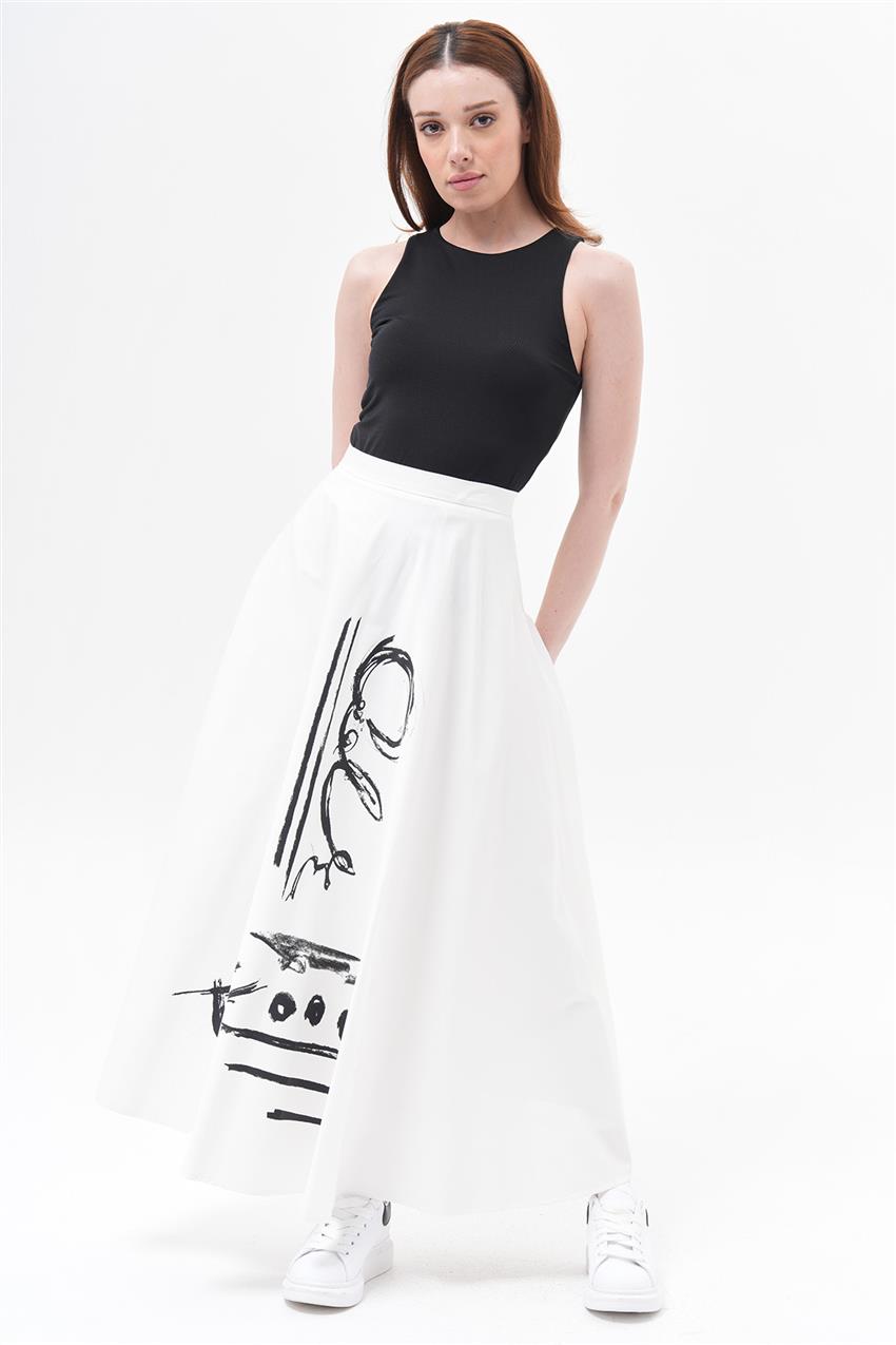 Skirt-White Black K-29010-203